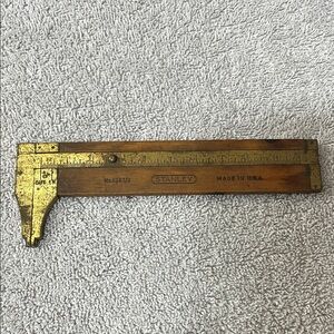 Vintage Stanley Gold and Brown Folding Ruler No. 136 1/2